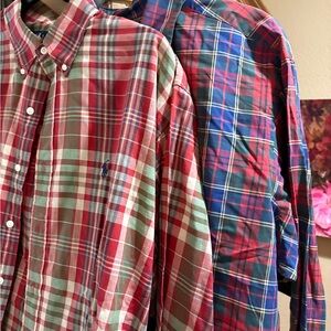 Classic Ralph Lauren Plaid Cotton Button-up Shirts for men x 6